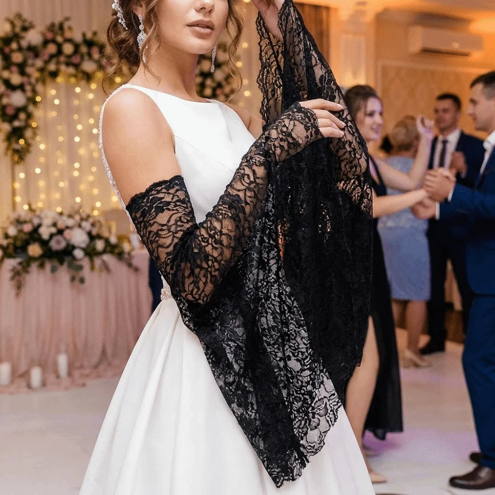 Elegant Long Tulle Sleeves Breathable Arm Decor Thin Sheer Bridal Gloves Comfortable Flower Embroidery Lace Arm Sleeves Qme
