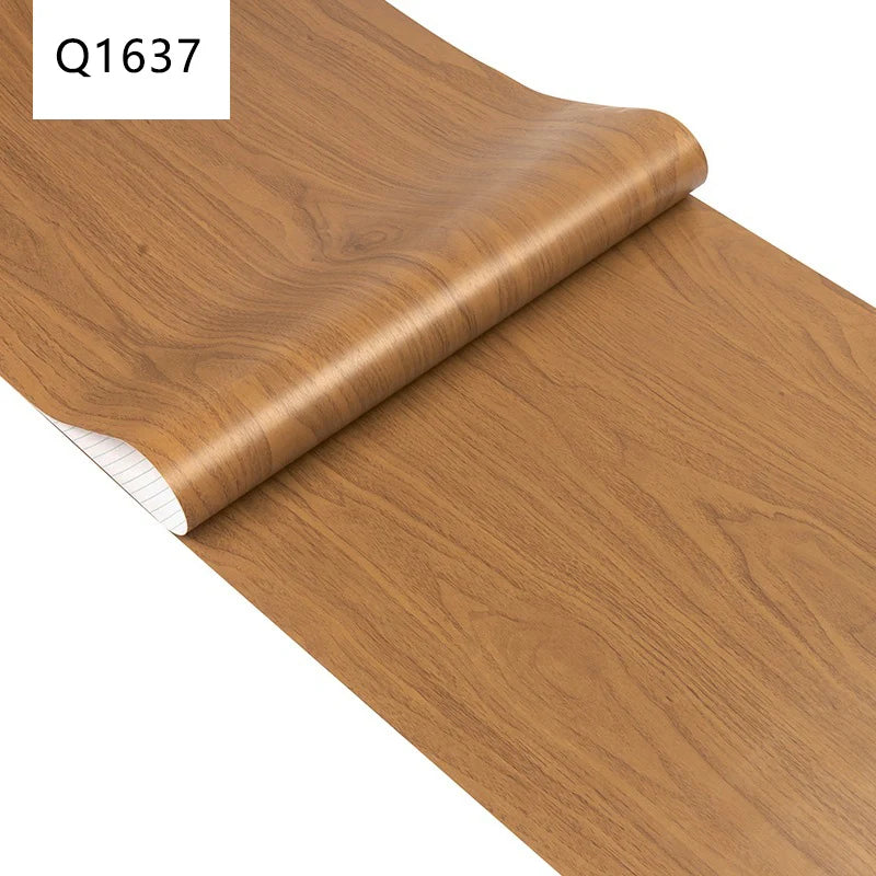 45CM PVC Wood Striped Self-Adhesive Wallpaper Background Wall Desk Cabinet Furniture Renovation Waterproof Sticker Qme