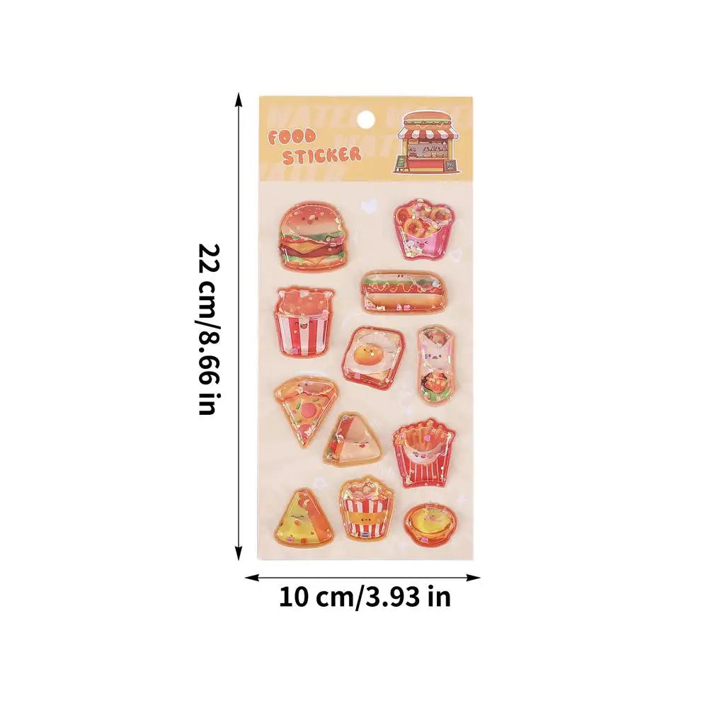3D Stickers Embossed Adorable Assorted Decals Mini Hamburger Cartoon 3D Stickers for Boys Girls Children Teens Students Laptop Qme 01