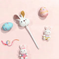 Kawaii Easter Long Ear Rabbit Plush Ballpoint Pen Cute Animal Writing Qme White