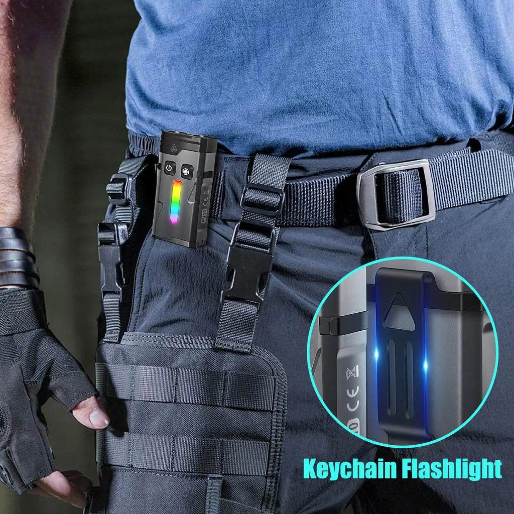 LED Keychain Flashlight 1100 Lumen Rechargeable Waterproof Torch Qme