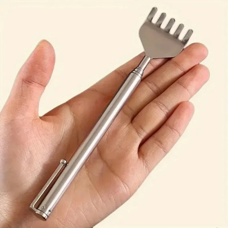 Silvery Portable Telescopic Back Scratcher Extendable Stainless Steel for Men & Women Gift for Mothers And Fathers Qme 1pc