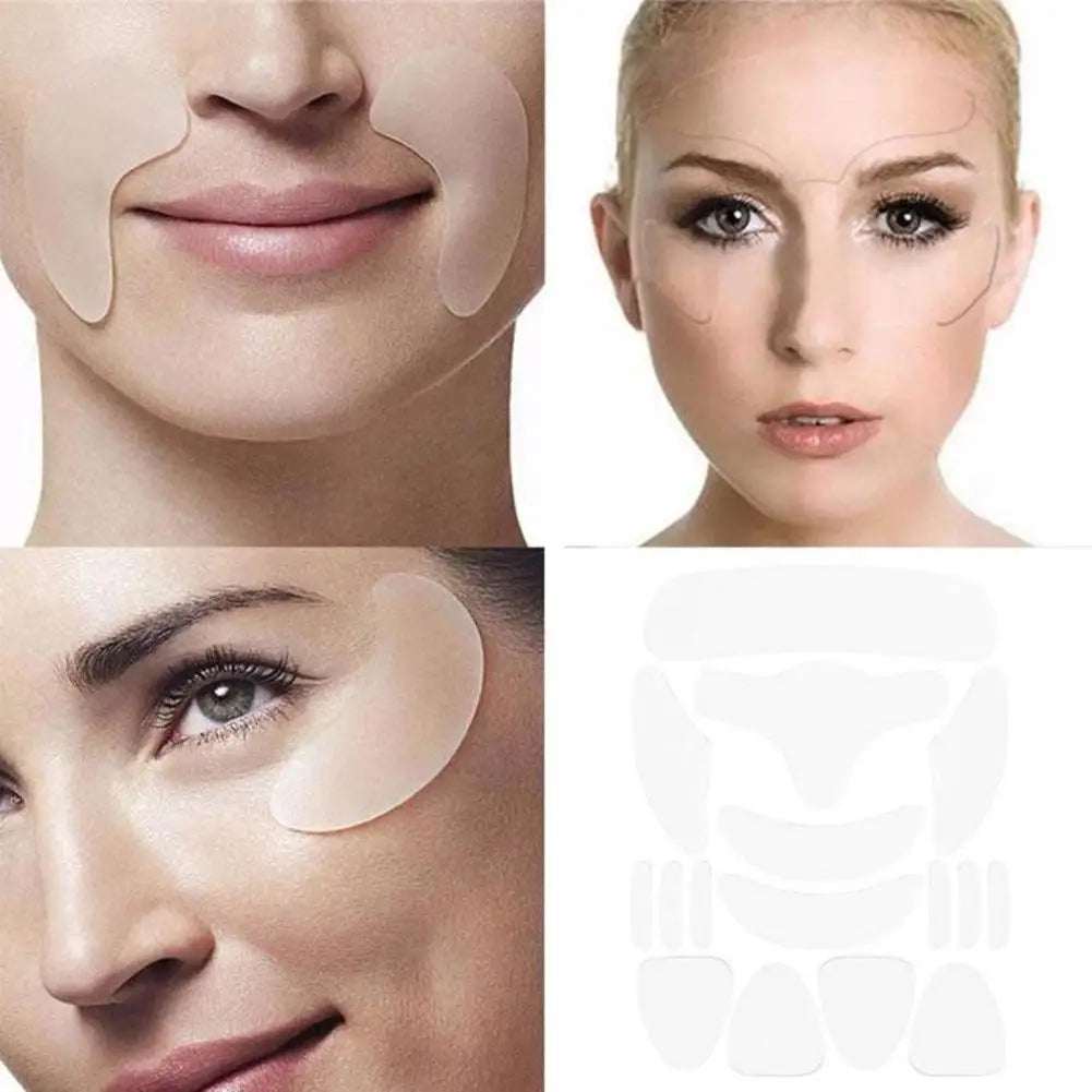 Reusable Silicone Anti-wrinkle Face Forehead Cheek Chin Sticker Anti Aging Facial Skin Lifting Patches Wrinkle Remover Strips Qme