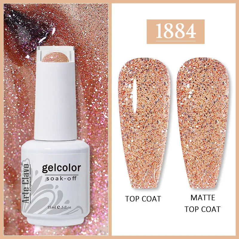 Arte Clavo 99Colors Gel Nail Polish Purple Glitter Sequins Manicure