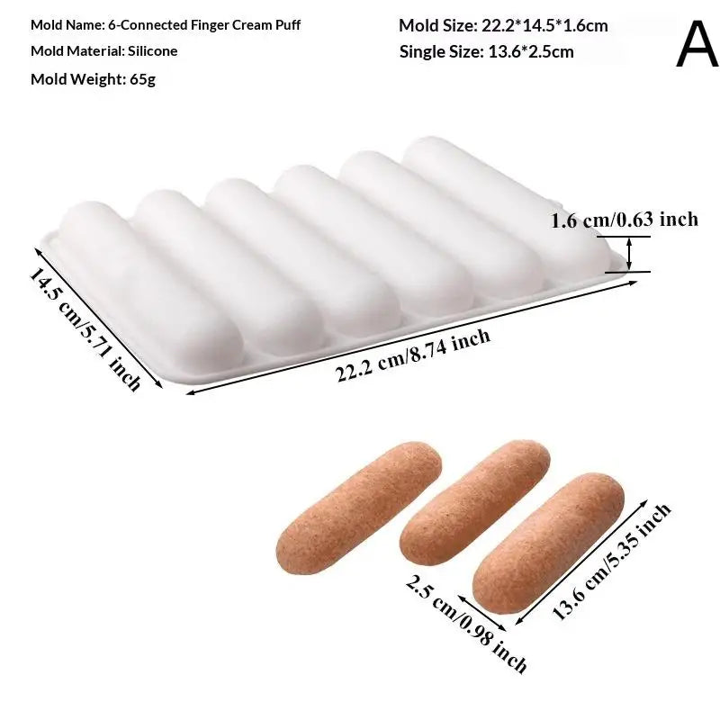 6 8 12 Cells Chocolate Eclair Dessert Bakeware Long Strip Puffs Qme A