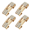 Tieless Shoelace Buckle,Bling Diamond No Tie Shoe Lace Locks,Golden Sliver Metal Shoelace Connector for Athletic Running Sneaker Qme Golden-2pairs