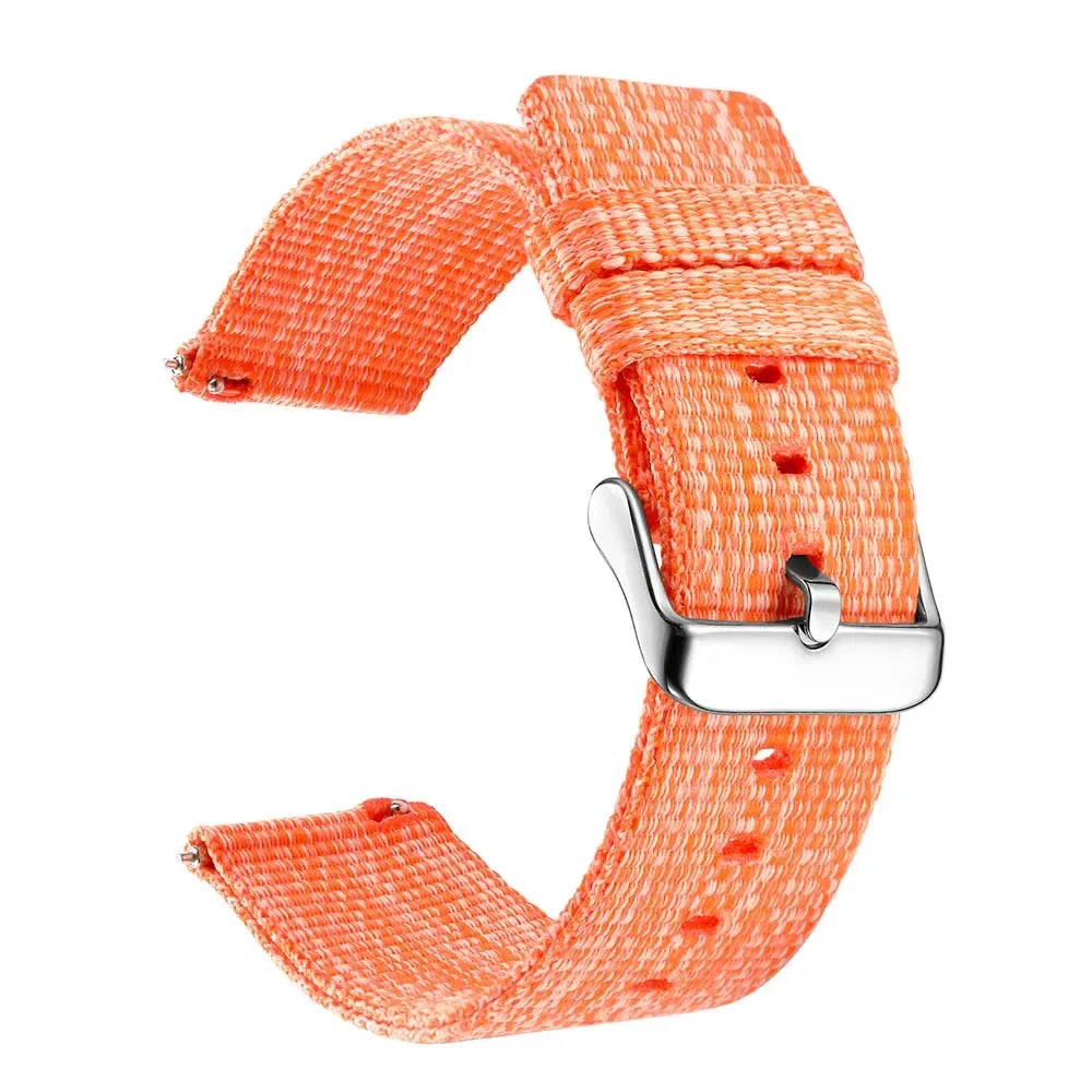 Nylon 18mm 20mm 22mm Watchband for Samsung Galaxy Watch 4 40mm 44mm Classic 42mm 46mm Gear S3 S2 Bracelet Strap For Amazfit Bip Qme Orange 24MM
