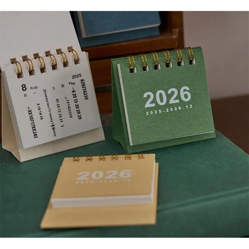 Mini Desk Calendar 2026 Small Standing Flip Weekly Creative Coil Qme