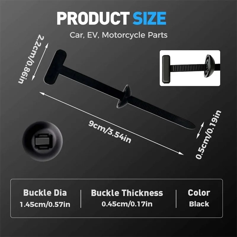 Universal Nylon Cable Tie Buckle Auto Fastener Screw Replacement Clip Car Fender Trunk Engine Guard Panel Self-Locking Wire Ties Qme