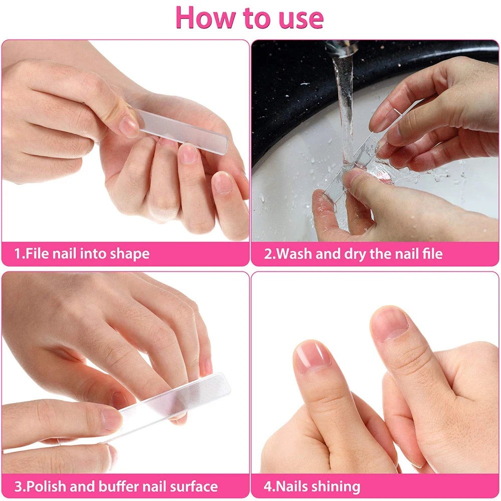Portable Nano Glass Nail File Crystal Polish Care Tool Clear Qme