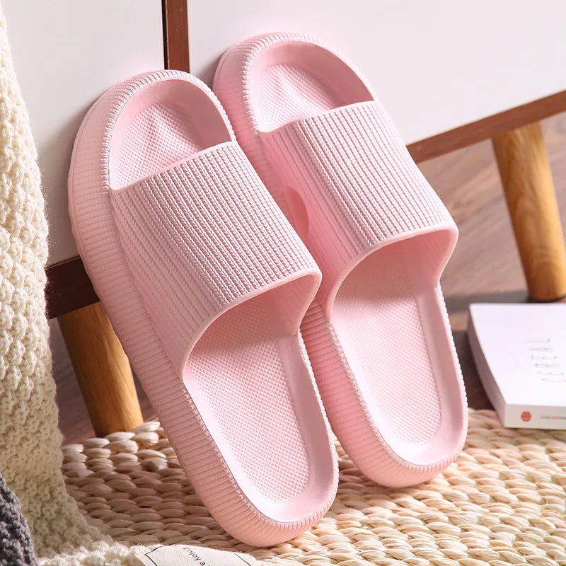 Women Thick Platform Cloud Slippers Eva Cfortable Non-Slip Home Slides Women Summer Lightweight Soft Sole Sandals Flip Flops Qme A-Pink 3.5cm 40-41 (fit 39-40)