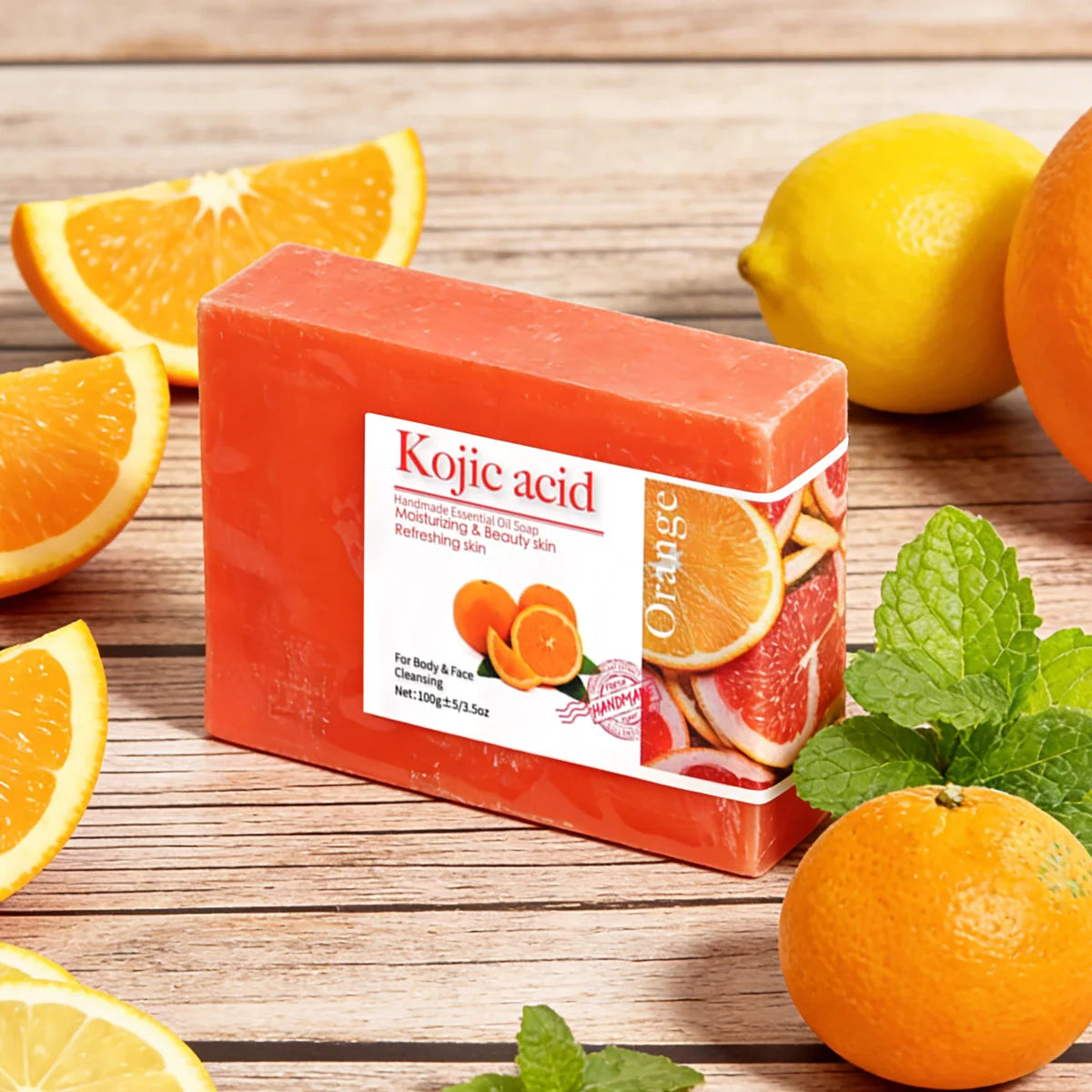 Kojic Acid Sweet Orange Handmade Essential Oil Soap Gently Cleanses Qme