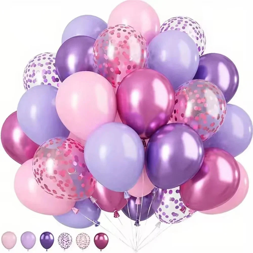 50Pcs Pink Purple Balloons 10 Inch Confetti Metallic Latex Balloons Party Wedding Birthday Decor Decorations Qme