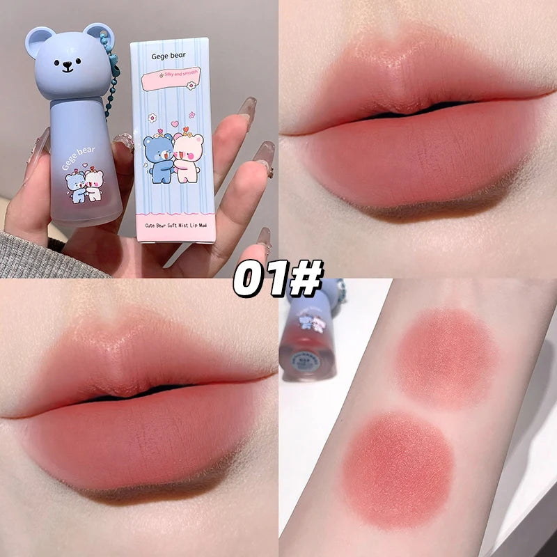 Gege Bear Cute Pendant Matte Lip Glaze Velvet Clay Long-lasting Qme GX1392-1