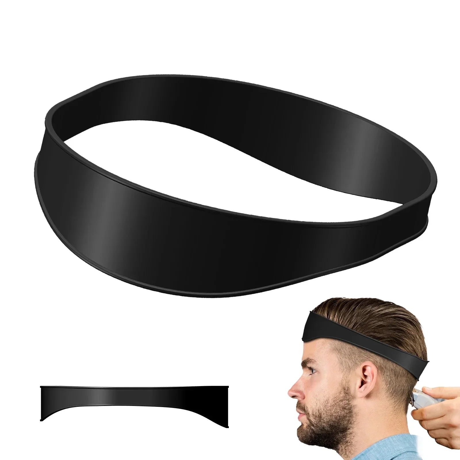 DIY Home Hair Trimming Haircuts Curved Headband Silicone Neckline Qme black