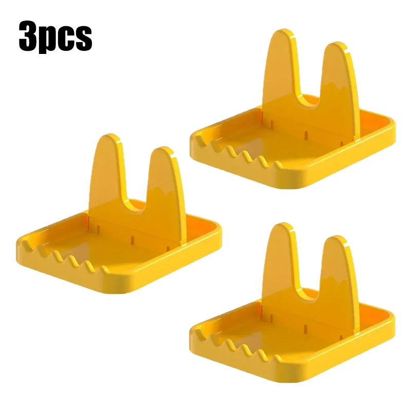 Foldable Pot Holder Plastic Spoon Holder Vertical Kitchen Storage Rack Suitable For Ladle Forks And Lid Rack Storage Rack Qme yellow-3pcs
