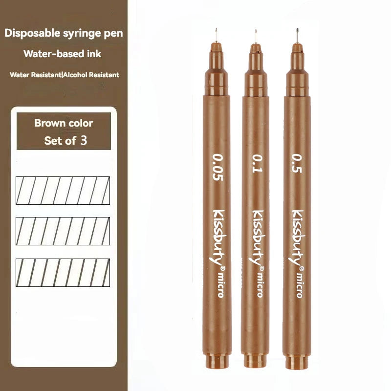 3/5PCS Multi-needle Fine Line Drawing Pen Set, Waterproof Quick-Dry Art Marker Pens for Sketching Cartoon & Drafting Design Qme 3pcs-Brown