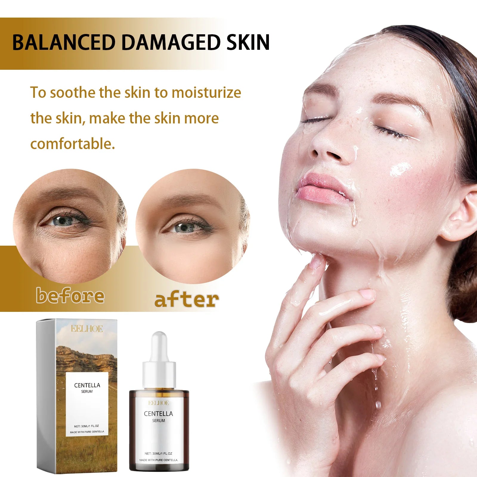 Centella Serum Nourish Improvement Dry Skin Smoothing Tightening Brightening Moisturizing Hyaluronic Acid Face Essence Skin Care Qme