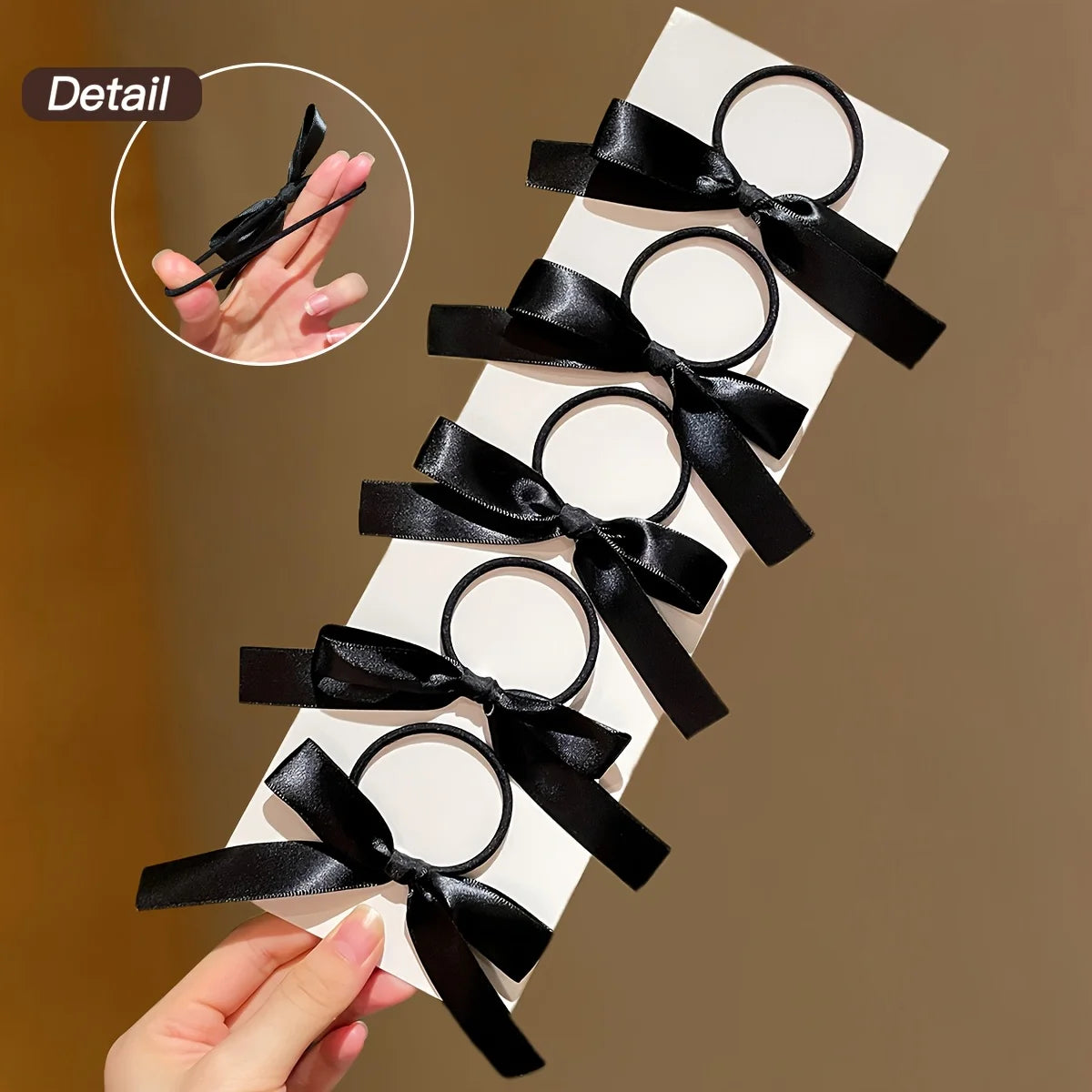 5PCS Women's Style, Fashionable and Cute, Black Bow Hair Tie, Suitable for Daily Use, Recommended Gift Hair Accessories Qme