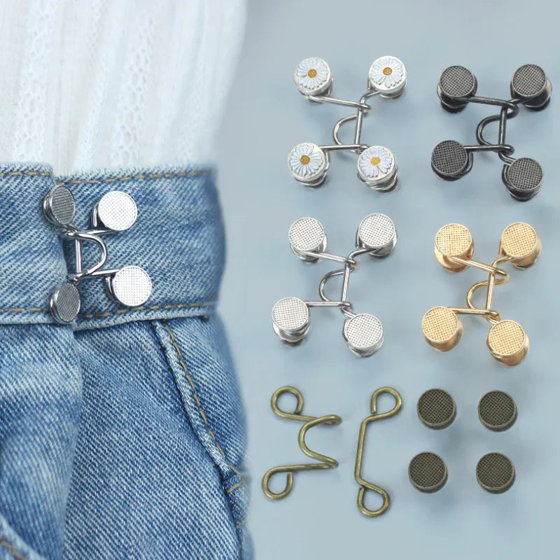 Women Skirt Pants Jeans Adjustable Waist Clip Metal Pins Clothing Qme
