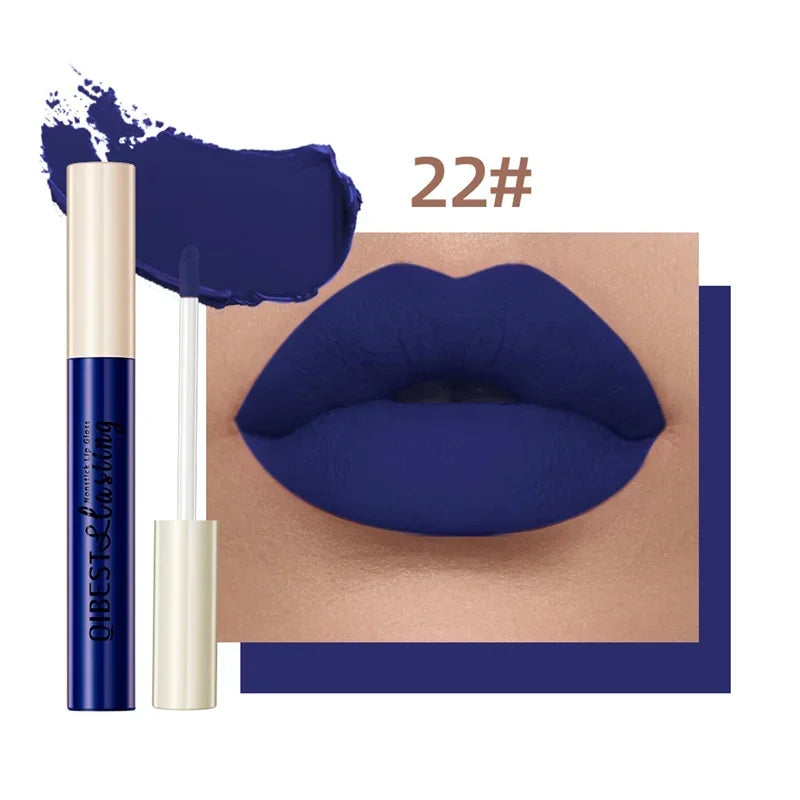 QIBEST 24 Colors Matte Liquid Lipstick Waterproof Long Lasting Velvet Red Lip Gloss Tint Makeup Cosmetic Lipsticks Lipglosses Qme 22