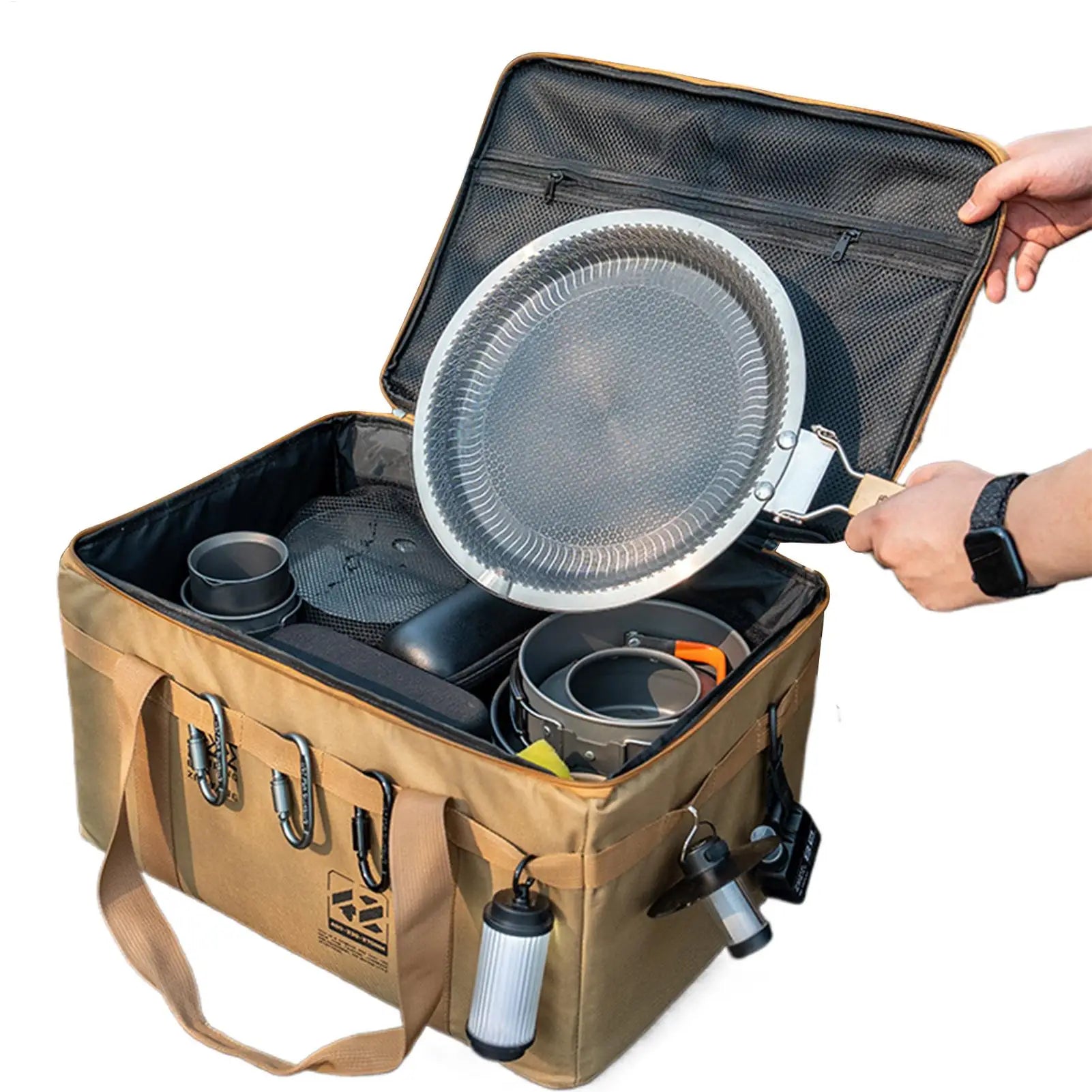 Camping Storage Bag Camping Cookware Organizer Tote Bag 30L Utility Duffel Foldable Container with Handle for Moving Dorm Garage Qme