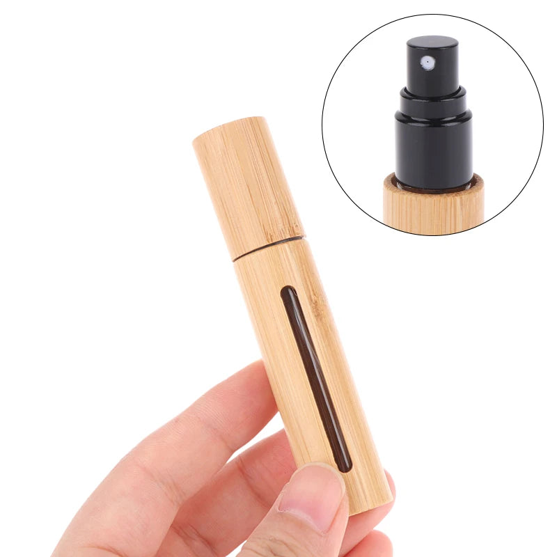 Refillable Empty Bamboo Spray Bottles Mini Fragrance Containers Qme
