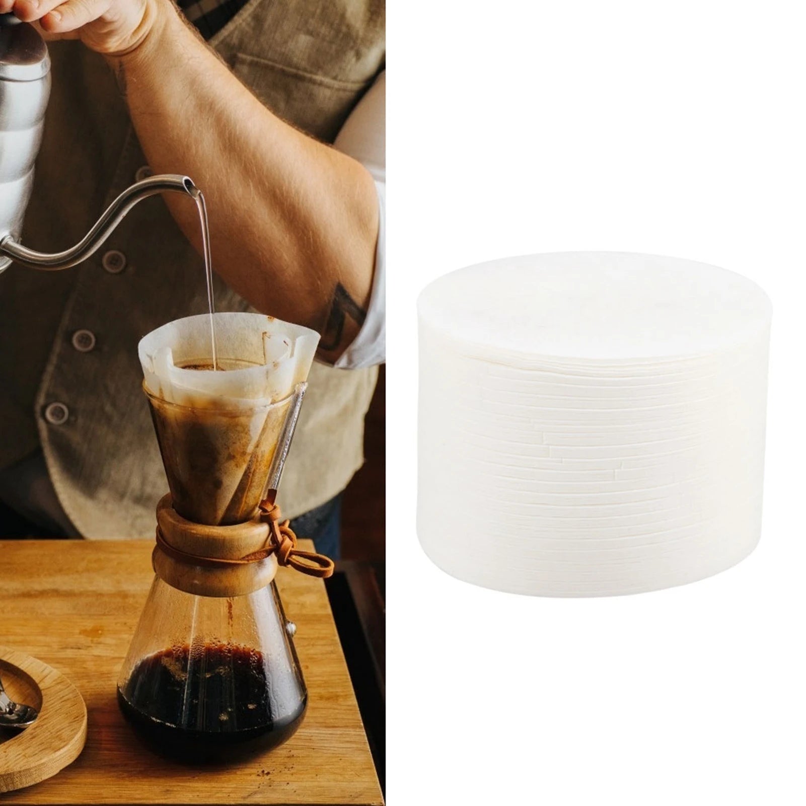 350PCS Round Coffee Filter Paper Disposable Coffee Filters Strainers for Coffee Maker Drip Brewing Machine Kitchen Tool Qme