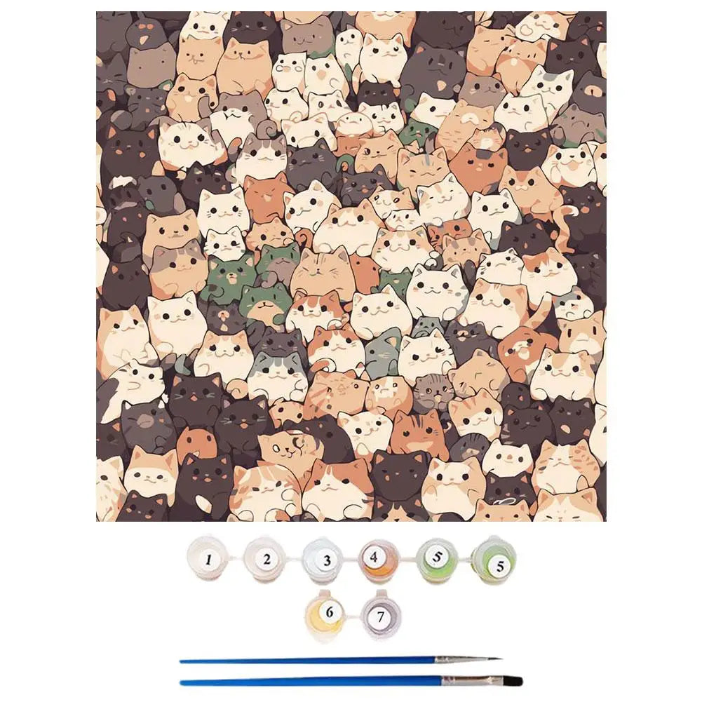 Creative Cute DIY Digital Oil Painting Cat Puppy Hand-painted Filled Oil Painting For Home Decoration Fill Oil Painting Qme