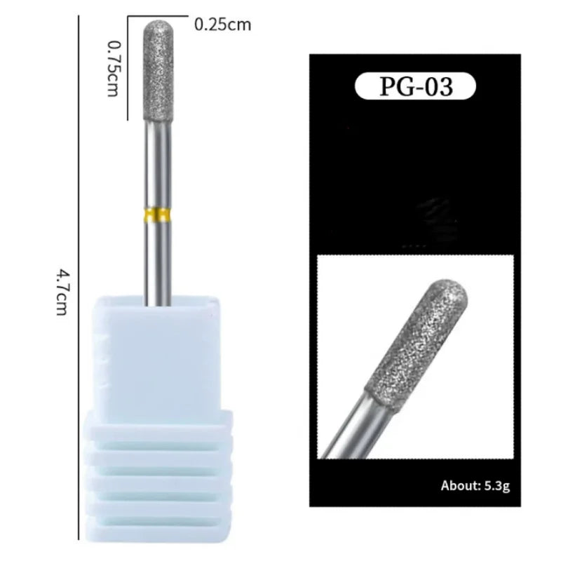 Nail Art Diamond Drill Polishing Head Sanding Acrylic Gel Remove Electric Manicure Drill Machine Replacement Gringing Heads Qme PG-03