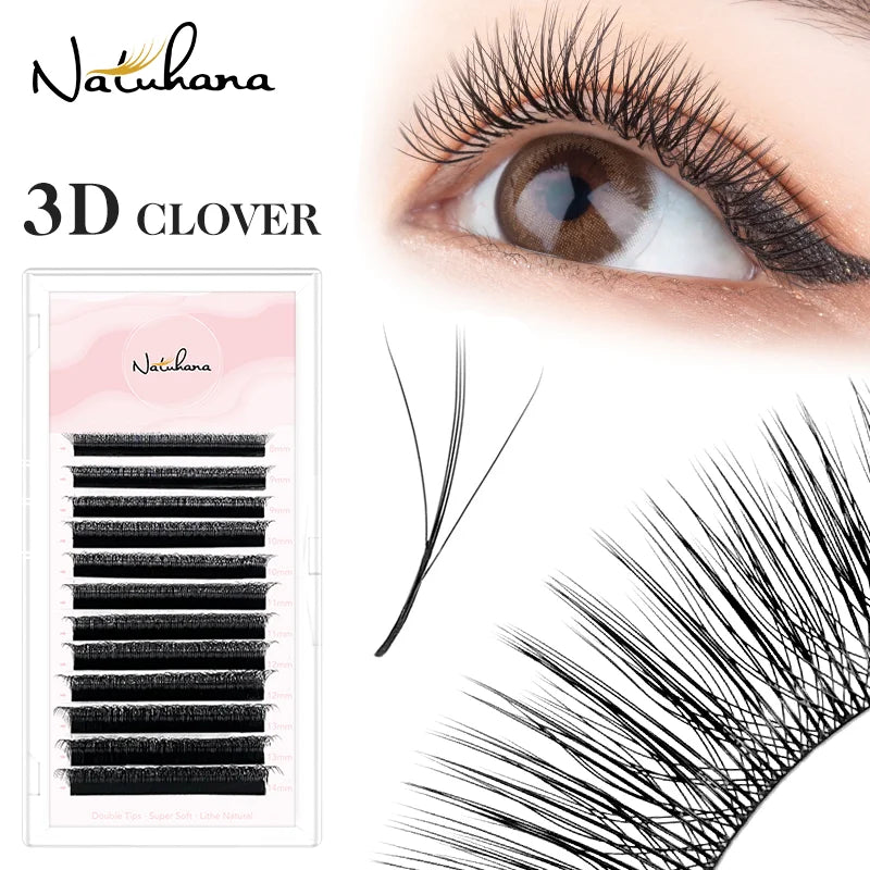 NATUHANA 3DW Shape Eyelash Extension 3D Premade Volume Fan Lashes W Qme L 0.07mm 11mm
