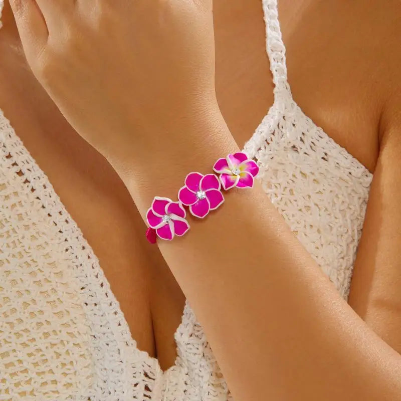 Boho Hawaiian Flower Bracelet Women Beaded Braid Rope Bangle Summer Qme A8