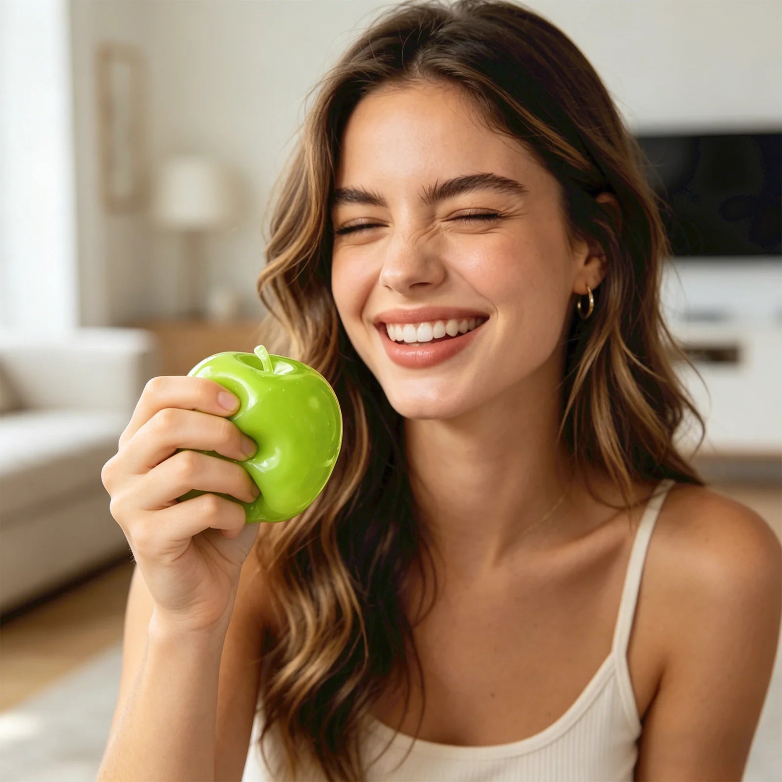 Simulated Green Apple Molding Squeezable Toy Stress Relief and Hand Exercise Fidget Toy with Packaging Party DIY Decor Fun Gift Qme