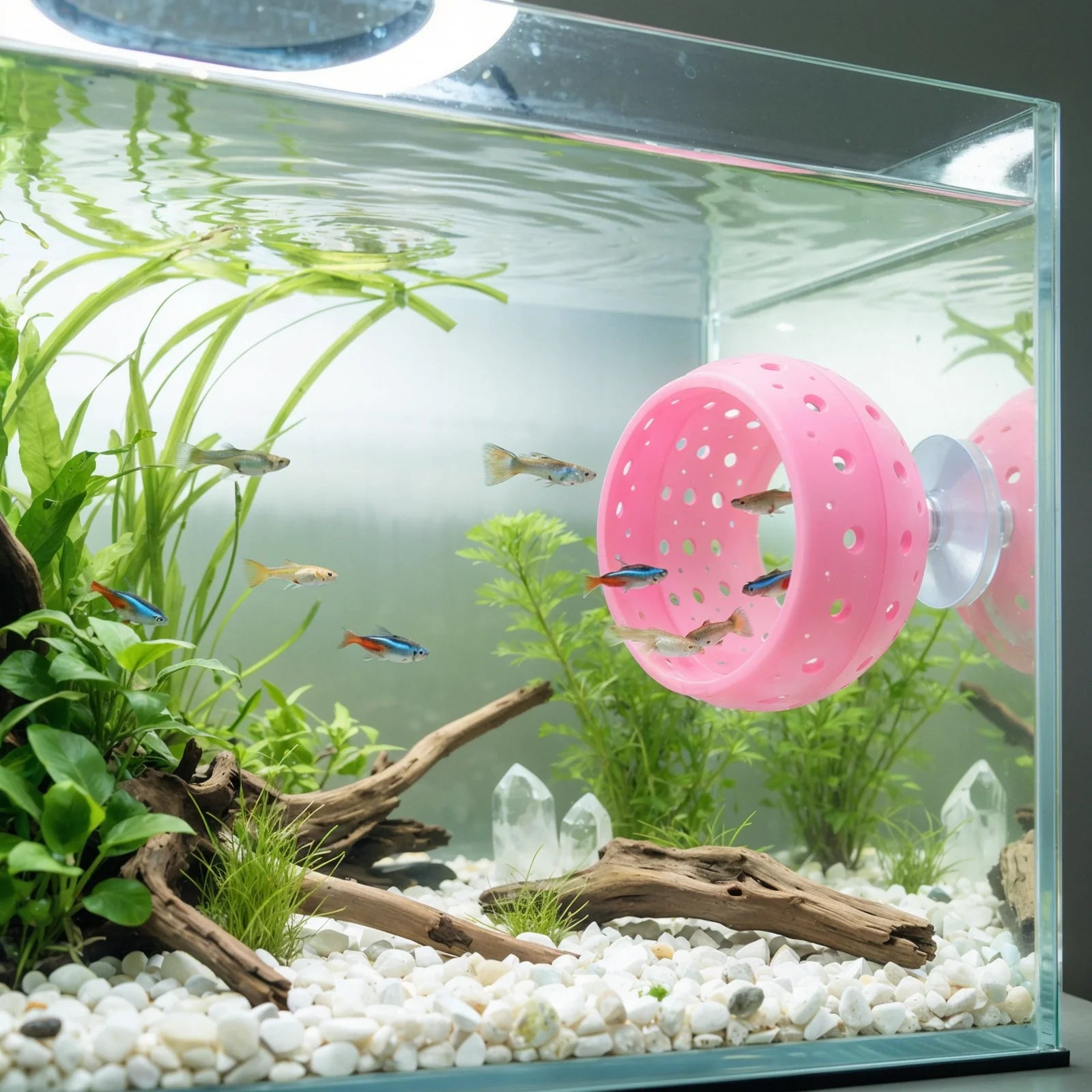 Betta Bulb Hide Tunnel Aquarium Fish Hideout with Suction Cup Shrimp Cave Aquarium Decor Fish Guppy Hiding Resting Supplies Qme