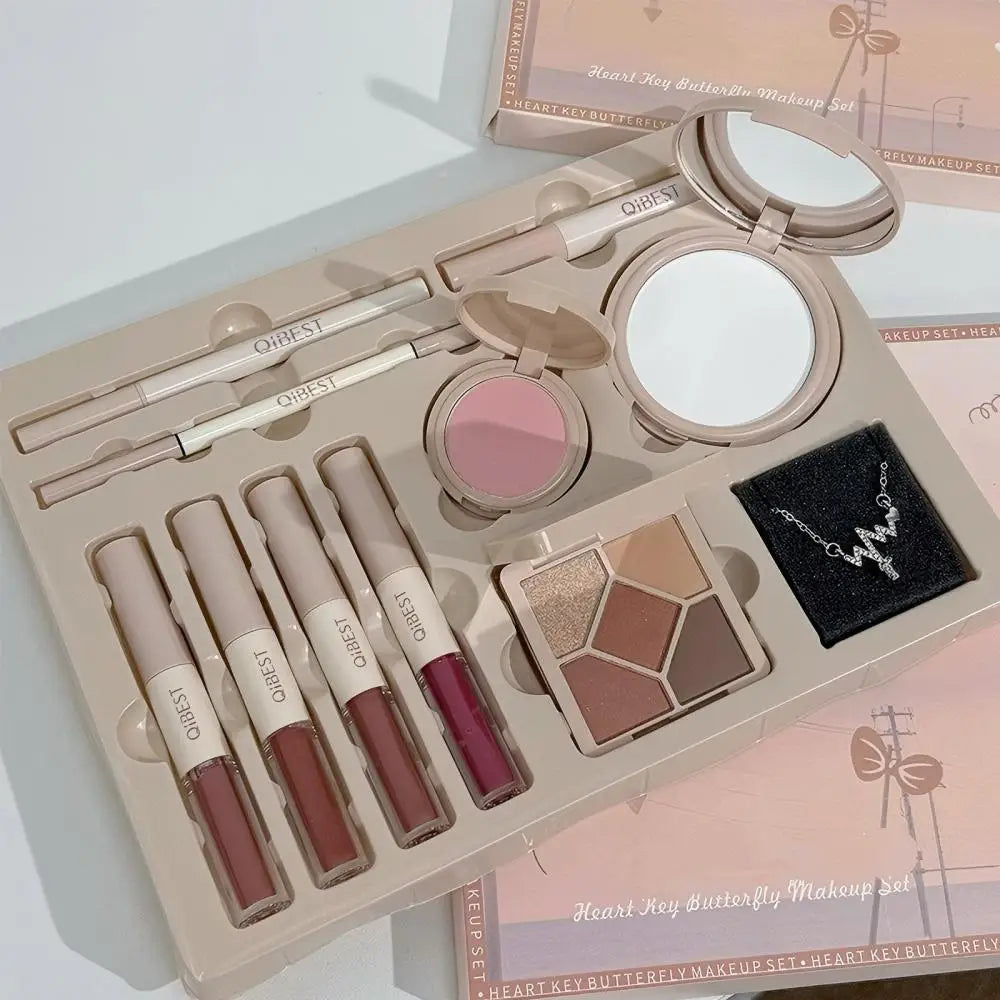 Makeup Box Butterfly Bow Heart Limited Lipstick Powder Blush Qme QB25