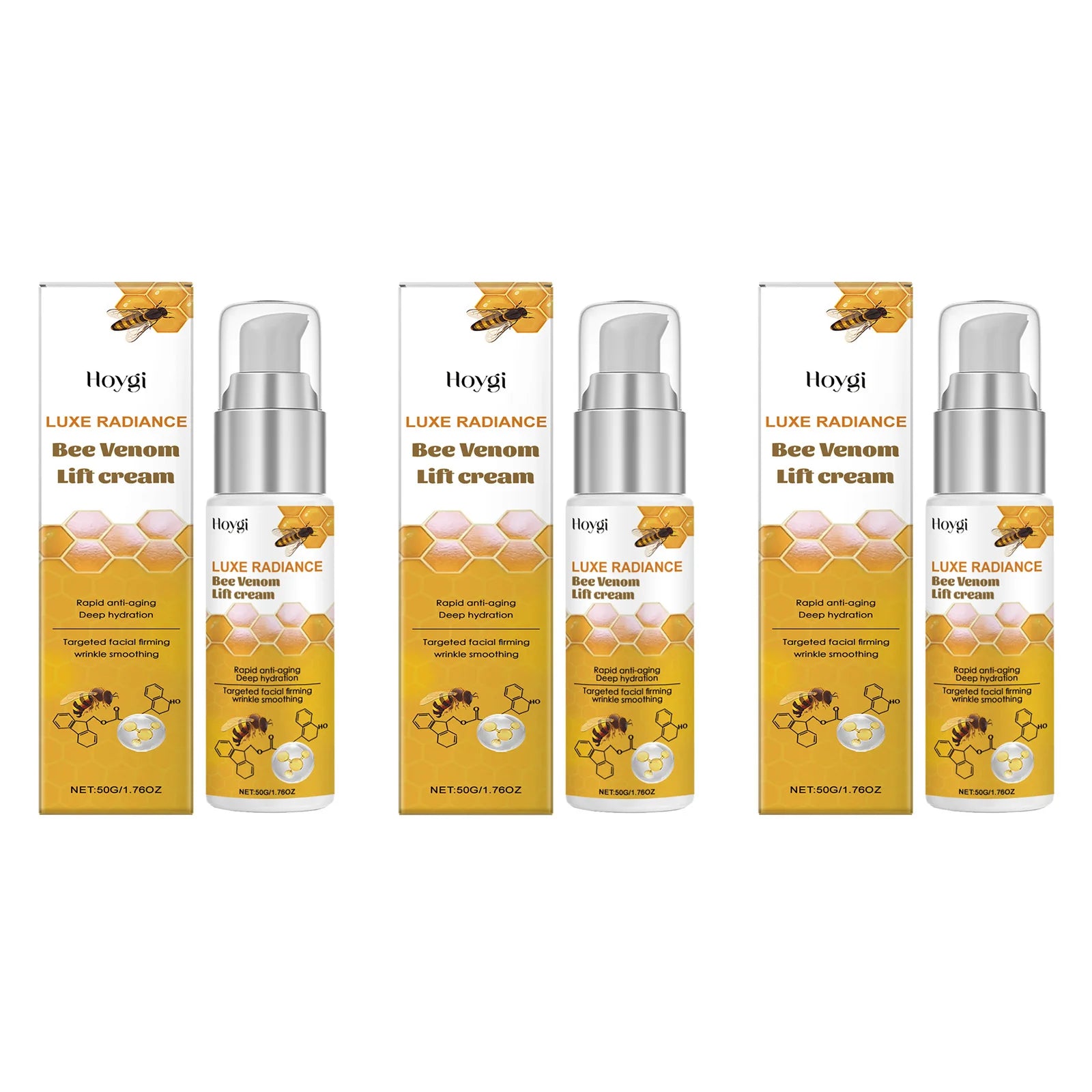 Bee Venom Face Cream Firming & Moisturizing Anti-Wrinkle Day Night Cream Tightening Nourishing Brightening Facial Skin Care 50ml Qme A-3 x 50g Boxed