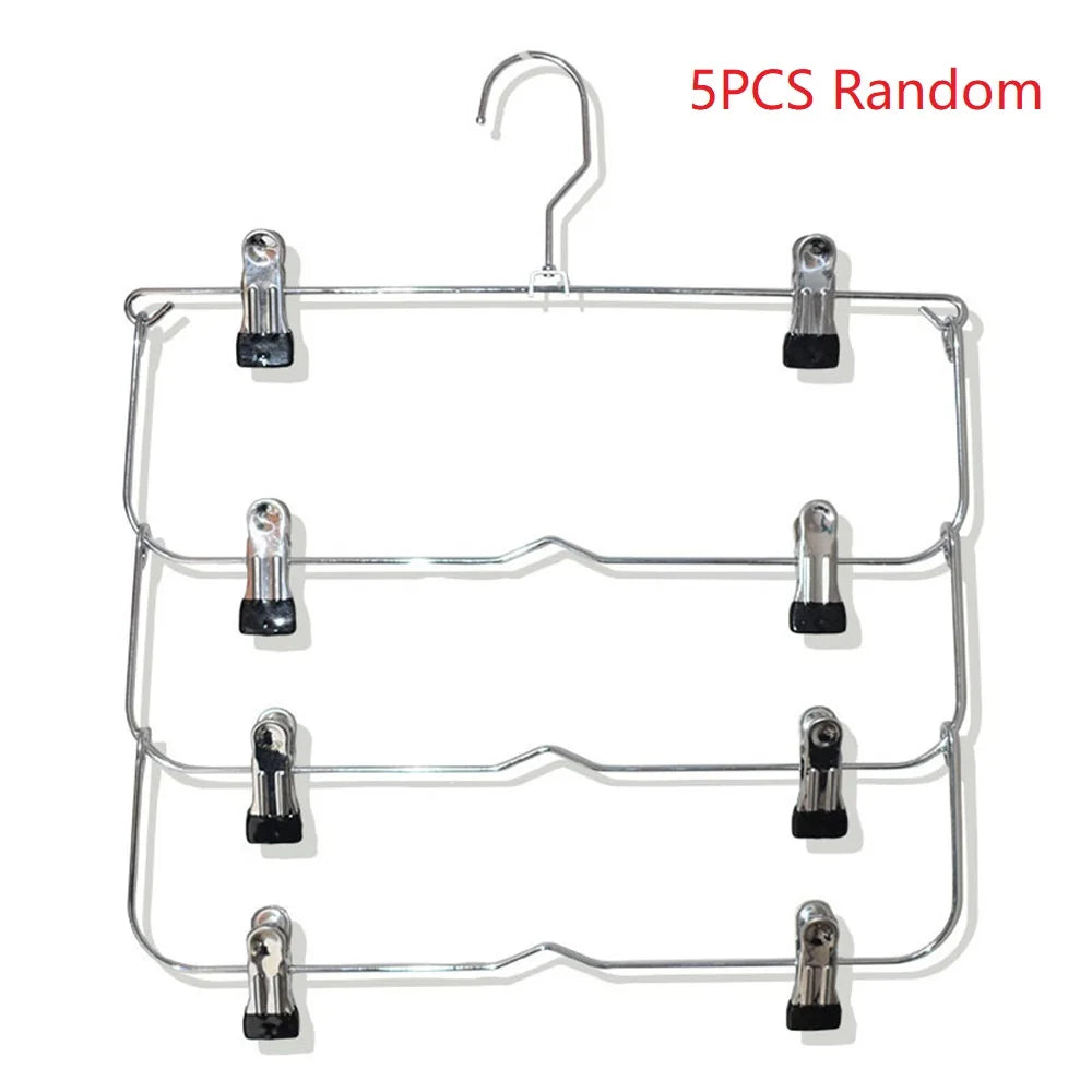 Multi-Functional Home Non-Slip Metal Pants Rack New Creative Stainless Steel Seamless Hanger Simple Storage Skirt Rack Qme 5pcs Random