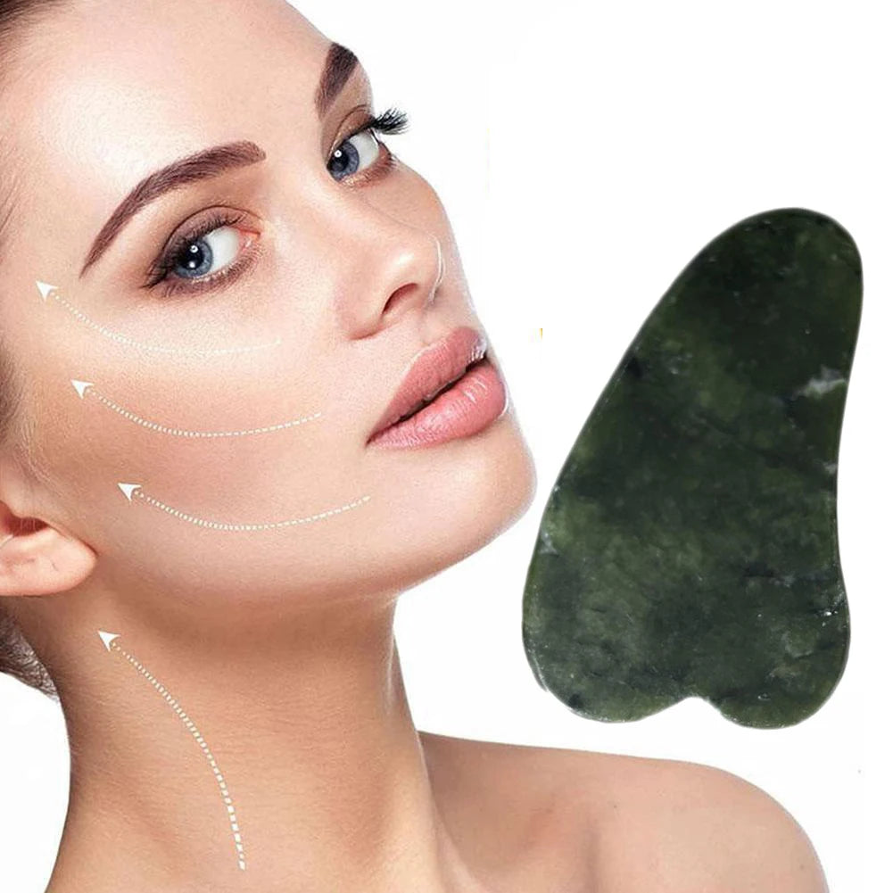 2 Jade Gua Sha Board Heart-shaped Facial Tool Traditional Guasha Qme