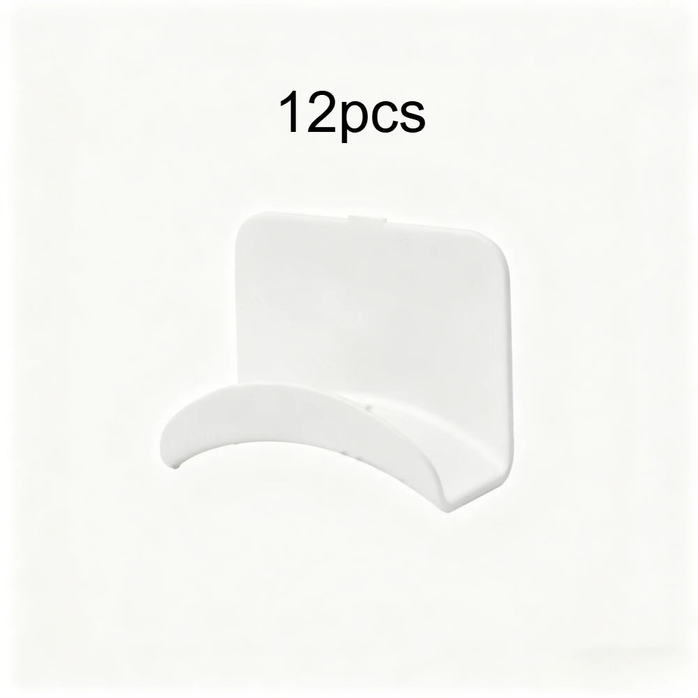 12pcs Earphone Holder Wall Mounted Mini Headphone Hook Holder With Strong Adhesive Headphone Holder Qme White-12pcs