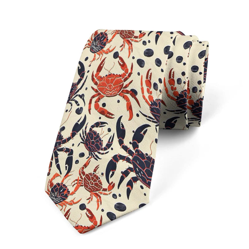 Fun Novel Lobster Crab Picture Design Tie Fashion Animal Print Men's Qme style3