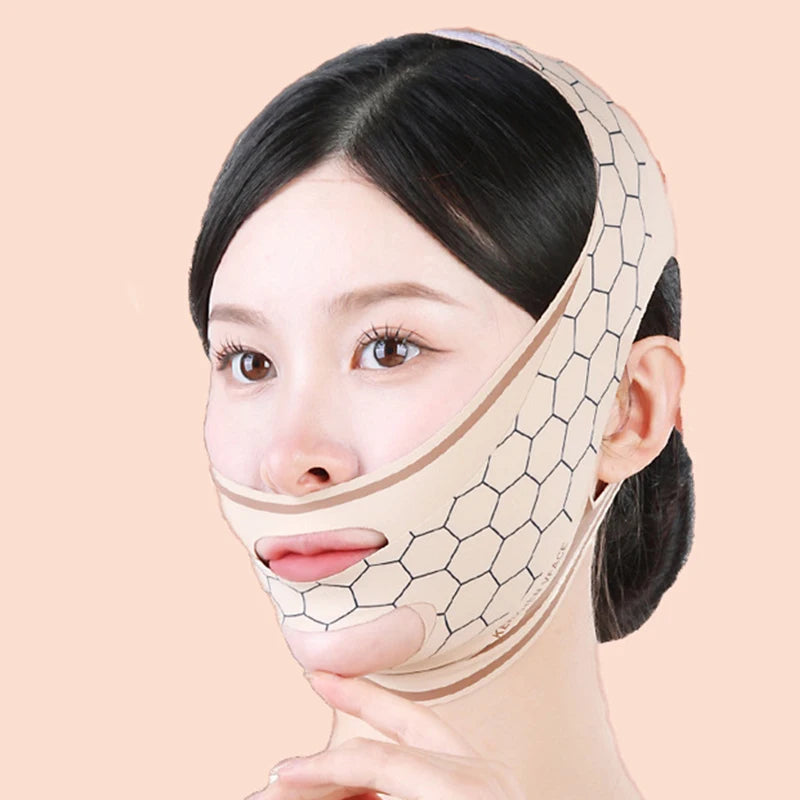 V-shaped Chin Cheek Lifting Mask Elastic Polyester Face Band Slimming Qme A2