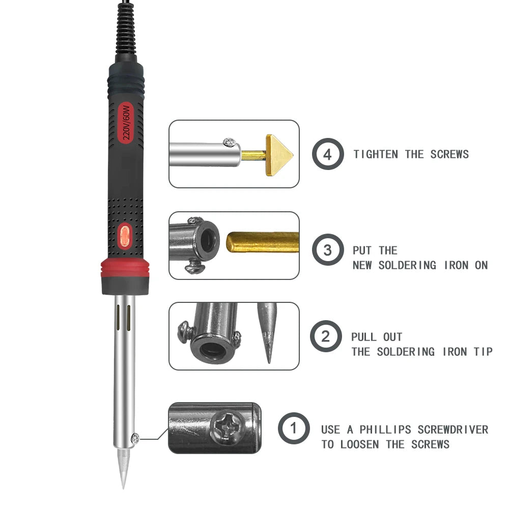 220V 60W Car Bumper Repair Electric Soldering Iron Home Leather Qme