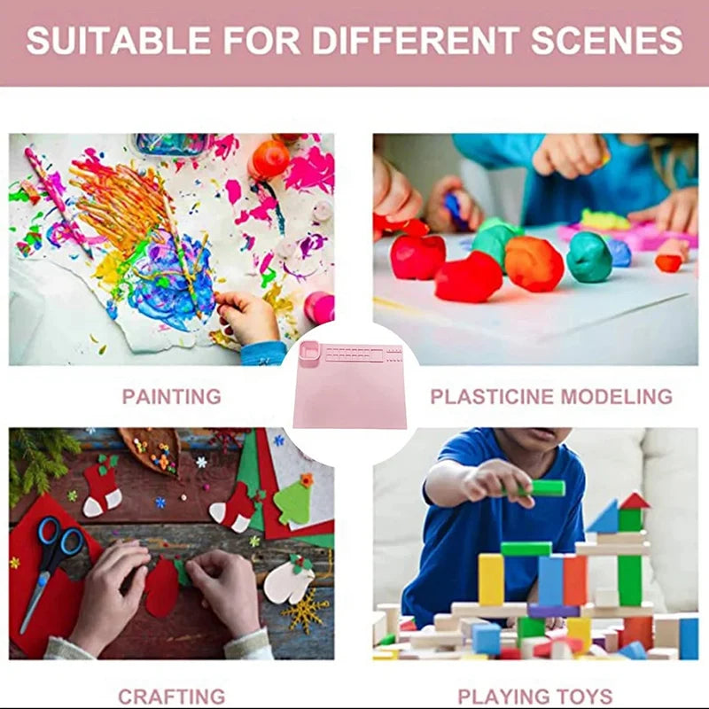 1PCS Silicone Painting Pad Brush Holder Crafts Silicone Pad Multifunctional Silicone Art Painting Art Clay Graffiti Mat Washable Qme