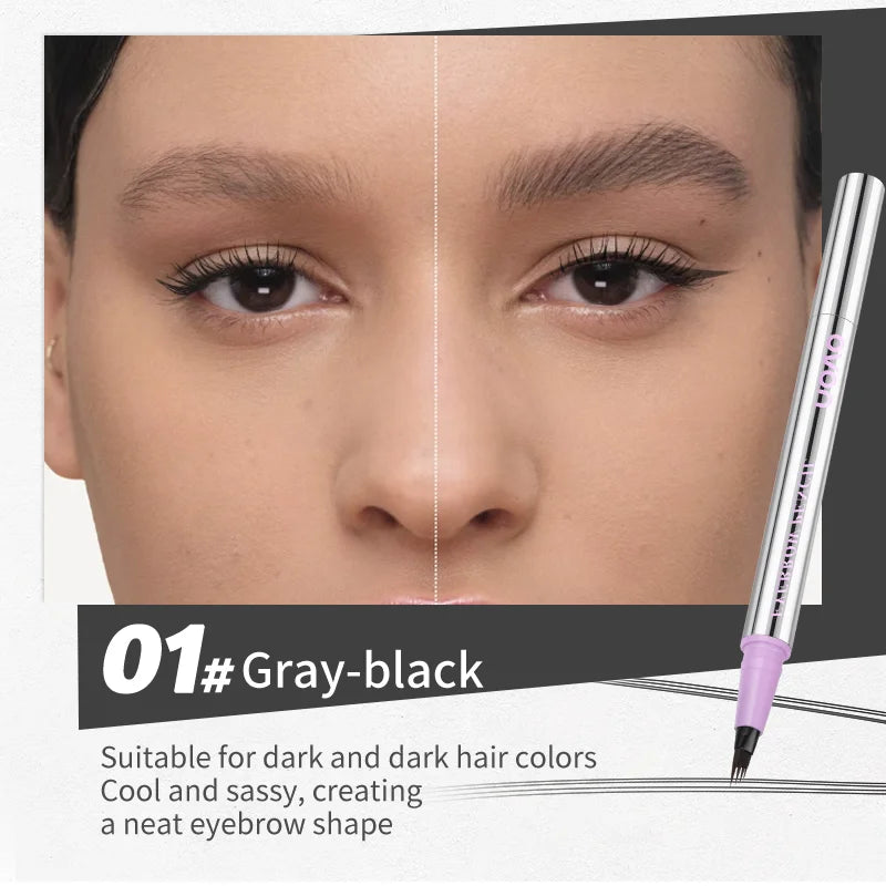 Waterproof Eyebrow Pen, Microblading Pencil With 4 Split Head For Natural Looking Brows Makeup, Eyeliner + Precise Filling Qme 01