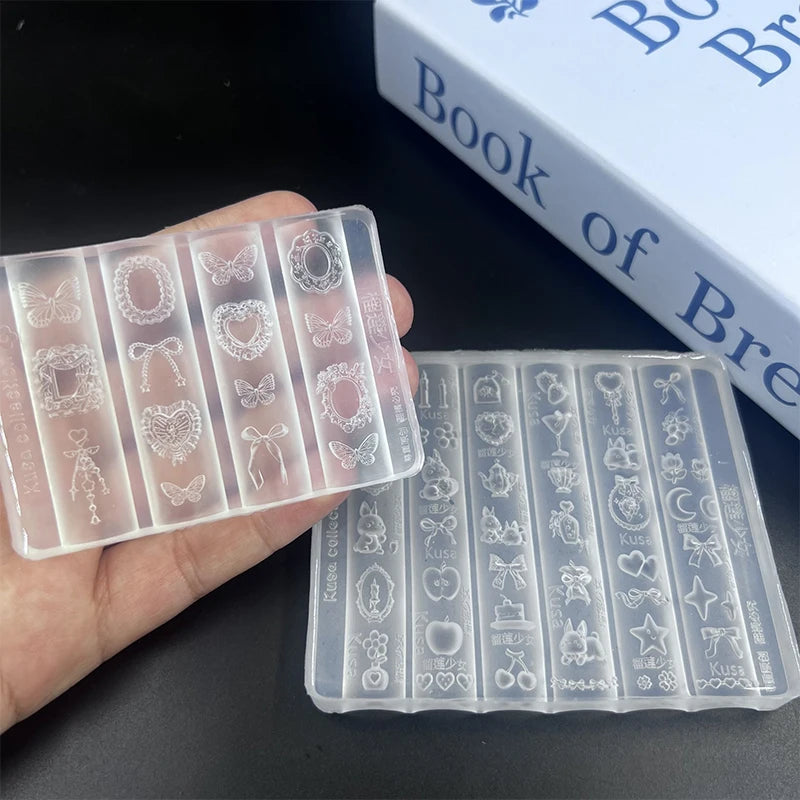 Silicone Nail Art Mold Cartoon Lace Bow Rabbit Cute Candle Moon Qme