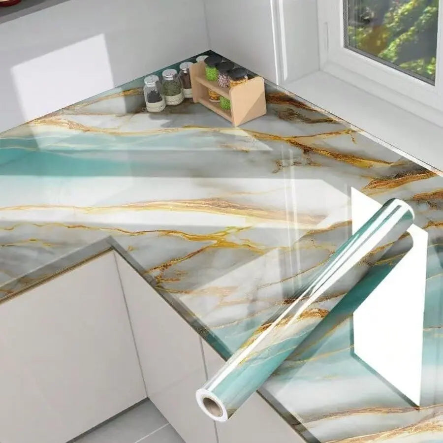 Marble Decoration Moisture-proof Modern Self-adhesive Wall Sticker Qme A 40cmX3m