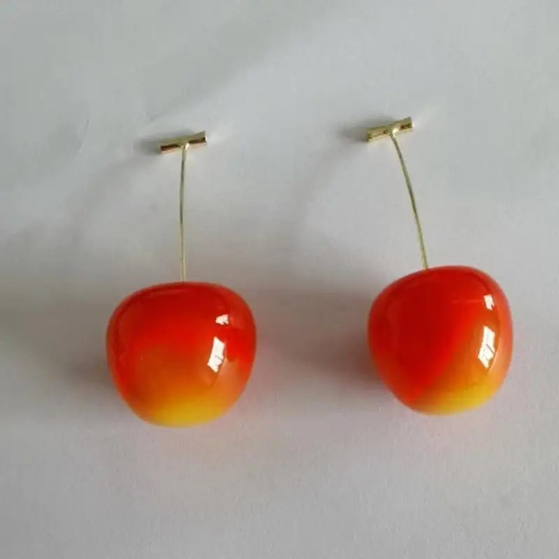 Sweet Fruit Design Red Cherry Drop Earrings Delicate Fashion Women Jewelry for Graduation Gift Daily Outfits Qme A3