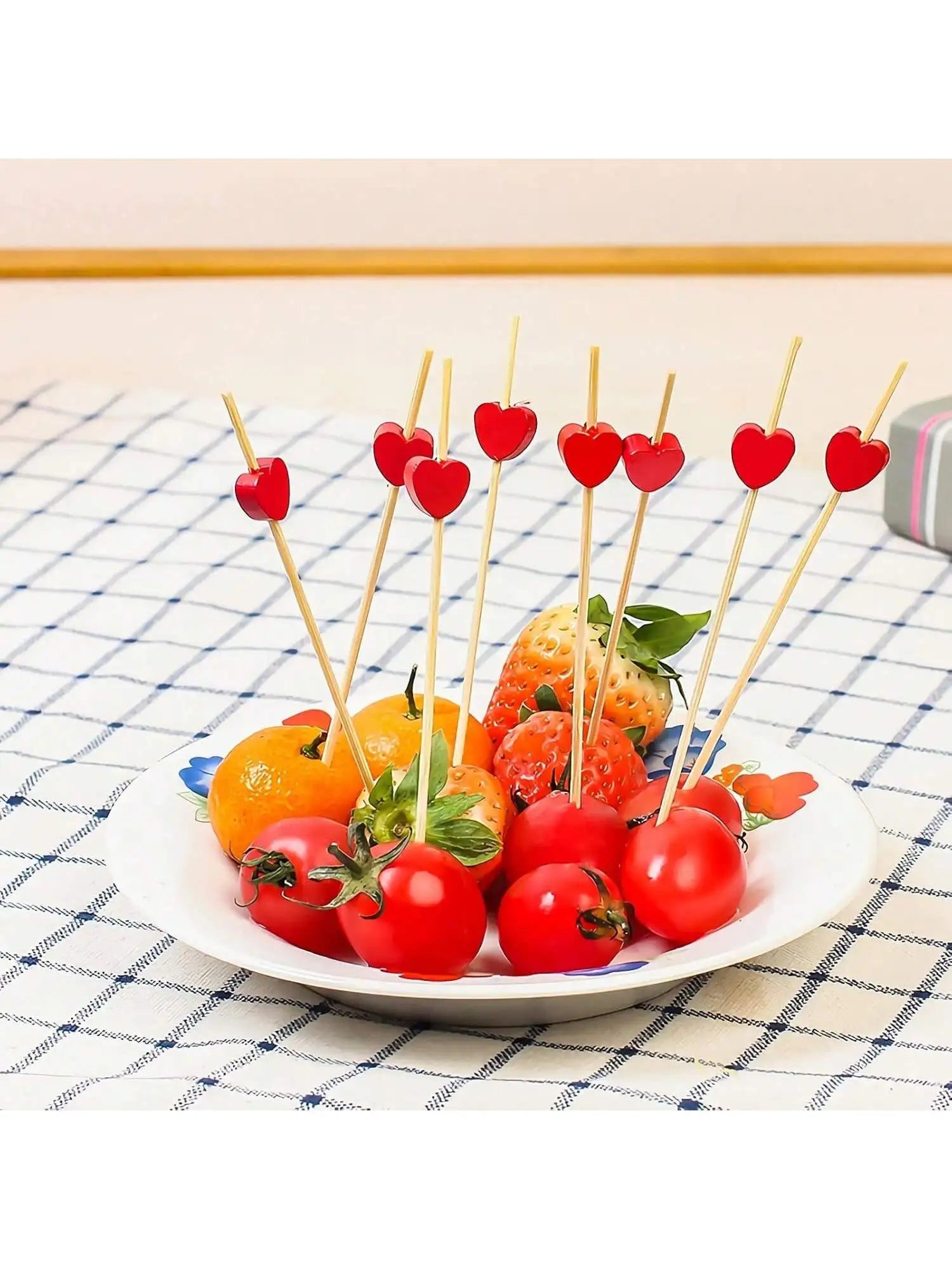 Red Heart Cocktail Picks 4 7 Long Fruit Sticks Food Toothpicks Qme