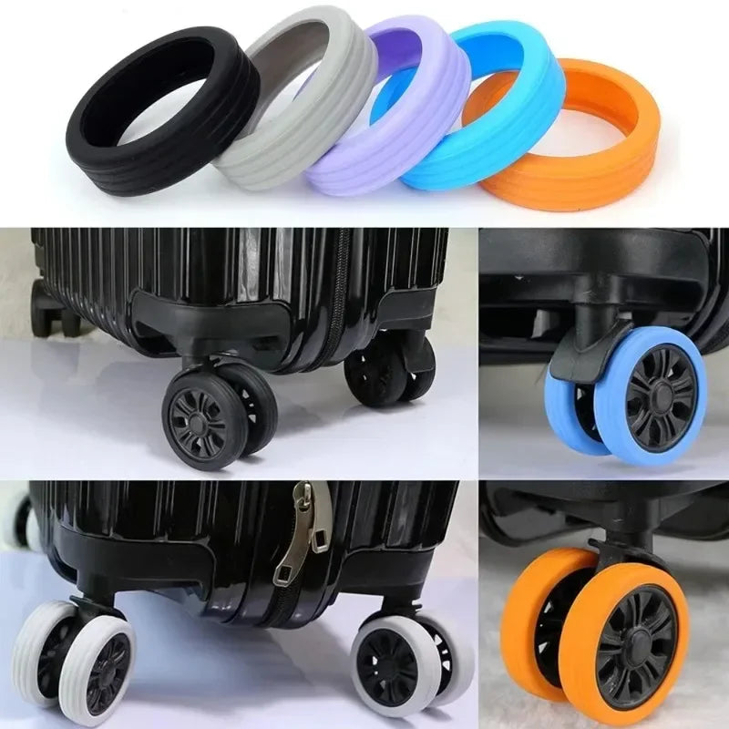 Silicone Wheels Protector Luggage Reduce Noise Trolley Case Silent Caster Sleeve Travel Luggage Suitcase Accessories New Qme