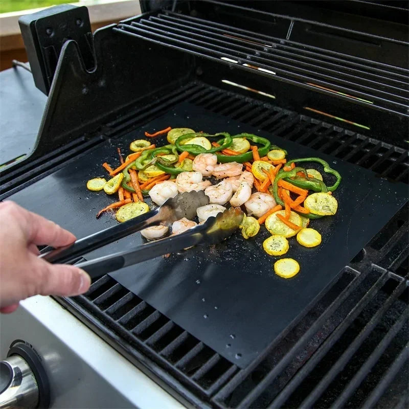 3/5pcs Reusable Non-Stick BBQ Grill Mat Pad Baking Sheet Portable Outdoor Picnic Cooking Barbecue Oven Tool Barbeque Accessories Qme